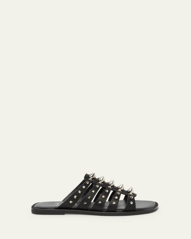 Charja Spike Leather Red Sole Slide Sandals
